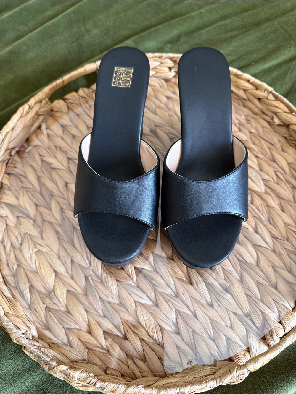 Black Slide Sandals for Women - Minimal Leather Mule